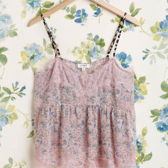 Umgee Tank Top Floral Lace Cottagecore Peasant Cami - Picture 2 of 8